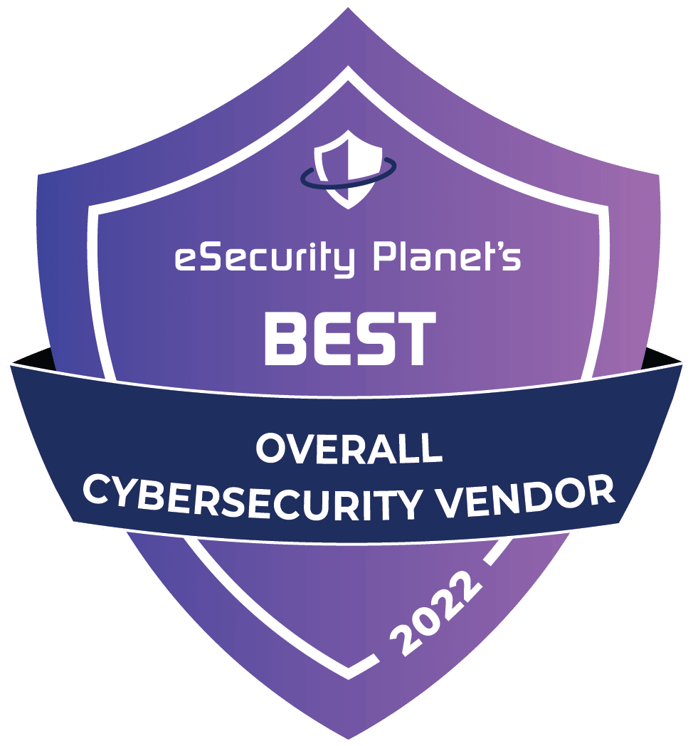 Purple eSecurity Planet Badge: Best Overall Cybersecurity Vendors 2022.